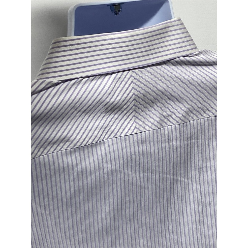 JHane Barnes Men's Dress Shirt Purple Pin Stripe Fitted Non-Iron size 16 - Picture 5 of 6